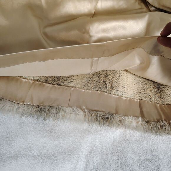 Vtg D'Esprit Dubrowsky Perlbinder Faux Fur Coat Beige Boho Union Made S/M - Picture 7 of 9